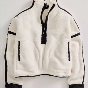 Free People White and Black Mountain High Half Zip Fleece